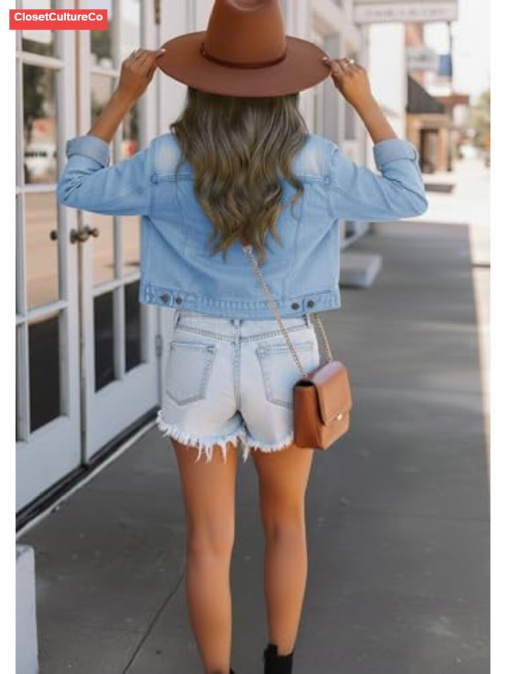 Crop Denim Jacket Women Lightweight Stretchy Button Up Jean Jacket - Picture 5 of 6
